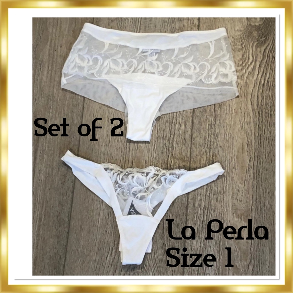 La Perla Windflowersbridal White/Cream Silk Sheer Panties Size 1=Xs Nwt Set Of 2